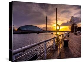 A Stunning Sunset over the River Clyde, Glasgow, Scotland, United Kingdom, Europe-Jim Nix-Stretched Canvas