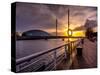 A Stunning Sunset over the River Clyde, Glasgow, Scotland, United Kingdom, Europe-Jim Nix-Stretched Canvas