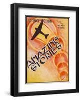 A Stylised Cover Showing an Aeroplane Flying Through Circles of Light-null-Framed Photographic Print