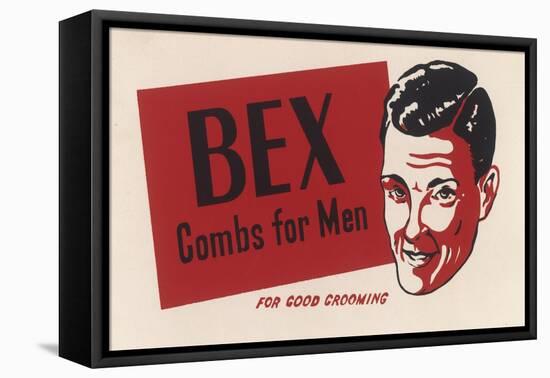 A Suave Young Man Advertises Bex Combs for Men "For Good Grooming"-null-Framed Stretched Canvas