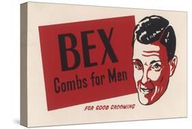 A Suave Young Man Advertises Bex Combs for Men "For Good Grooming"-null-Stretched Canvas