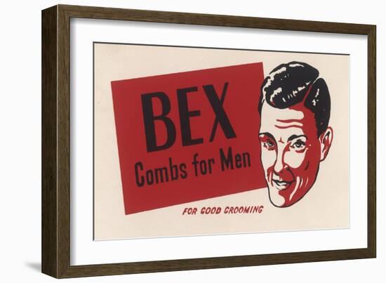 A Suave Young Man Advertises Bex Combs for Men "For Good Grooming"-null-Framed Art Print