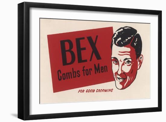 A Suave Young Man Advertises Bex Combs for Men "For Good Grooming"-null-Framed Art Print