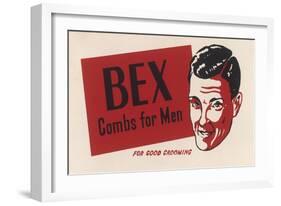 A Suave Young Man Advertises Bex Combs for Men "For Good Grooming"-null-Framed Art Print