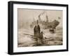 A Submarine and a British Ship, from 'The Illustrated War News'-null-Framed Giclee Print