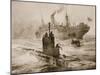 A Submarine and a British Ship, from 'The Illustrated War News'-null-Mounted Giclee Print