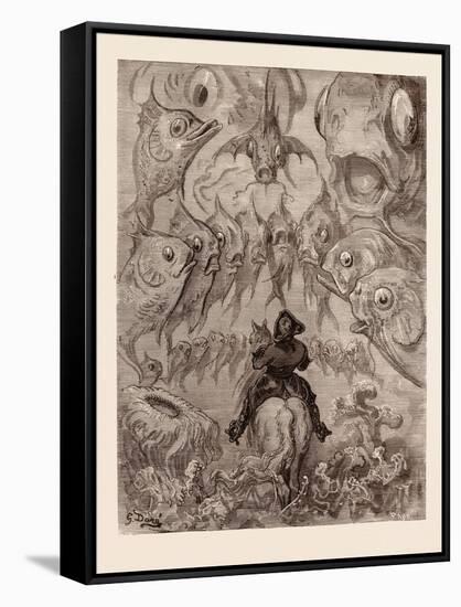 A Submarine World-Gustave Dore-Framed Stretched Canvas