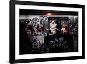 A Subway Car with Graffiti Painted over Windows and Metal Exterior, May 1973-null-Framed Photo