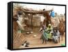 A Sudanese Family is Seen Inside Their Thatched Hut During the Visit of Unicef Goodwill Ambassador-null-Framed Stretched Canvas