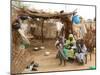 A Sudanese Family is Seen Inside Their Thatched Hut During the Visit of Unicef Goodwill Ambassador-null-Mounted Premium Photographic Print