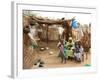 A Sudanese Family is Seen Inside Their Thatched Hut During the Visit of Unicef Goodwill Ambassador-null-Framed Photographic Print