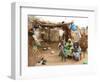 A Sudanese Family is Seen Inside Their Thatched Hut During the Visit of Unicef Goodwill Ambassador-null-Framed Photographic Print