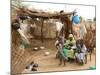 A Sudanese Family is Seen Inside Their Thatched Hut During the Visit of Unicef Goodwill Ambassador-null-Mounted Photographic Print