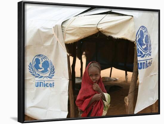 A Sudanese School Girl Stands Infront of Her Class Room-null-Framed Photographic Print