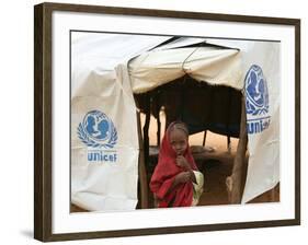 A Sudanese School Girl Stands Infront of Her Class Room-null-Framed Photographic Print