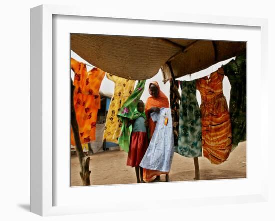 A Sudanese Woman Buys a Dress for Her Daughter at the Zamzam Refugee Camp-Nasser Nasser-Framed Photographic Print