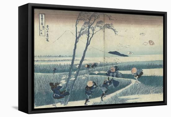 A Sudden Gust of Wind-Katsushika Hokusai-Framed Stretched Canvas