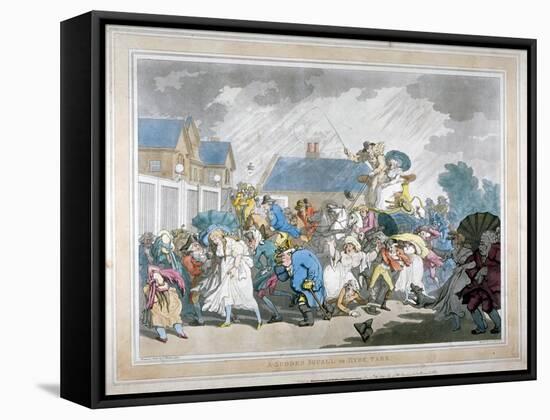 A Sudden Squall in Hyde Park, London, 1791-Thomas Rowlandson-Framed Stretched Canvas