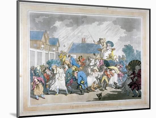 A Sudden Squall in Hyde Park, London, 1791-Thomas Rowlandson-Mounted Giclee Print