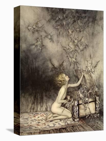 A Sudden Swarm of Winged Creatures Brushed Past Her-Arthur Rackham-Stretched Canvas