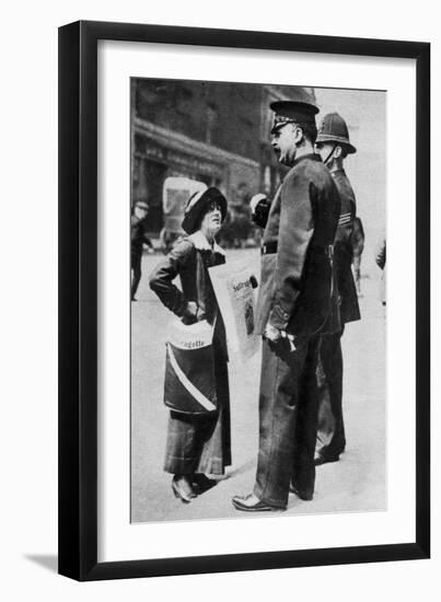 A Suffragette Confronting Two Policemen, 1913-Sport & General-Framed Giclee Print