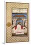 A Sufi Ruler Nimbate Reading a Qur'An on a Terrace, C. 1700 (Watercolor, Gold, and Ink on Paper)-null-Framed Giclee Print