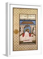 A Sufi Ruler Nimbate Reading a Qur'An on a Terrace, C. 1700 (Watercolor, Gold, and Ink on Paper)-null-Framed Giclee Print
