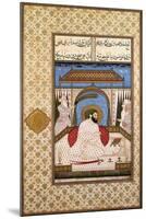 A Sufi Ruler Nimbate Reading a Qur'An on a Terrace, C. 1700 (Watercolor, Gold, and Ink on Paper)-null-Mounted Giclee Print