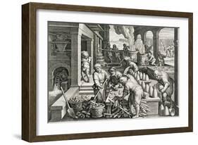 A Sugar Mill and the Production of Sugar Loaves, Plate 14 from 'Nova Reperta' (New Discoveries)-Jan van der Straet-Framed Giclee Print