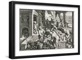 A Sugar Mill and the Production of Sugar Loaves, Plate 14 from 'Nova Reperta' (New Discoveries)-Jan van der Straet-Framed Giclee Print