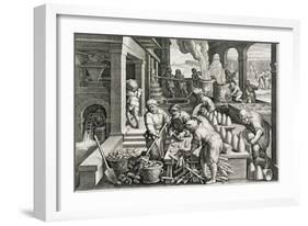 A Sugar Mill and the Production of Sugar Loaves, Plate 14 from 'Nova Reperta' (New Discoveries)-Jan van der Straet-Framed Giclee Print