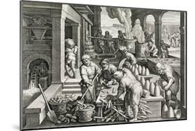 A Sugar Mill and the Production of Sugar Loaves, Plate 14 from 'Nova Reperta' (New Discoveries)-Jan van der Straet-Mounted Giclee Print