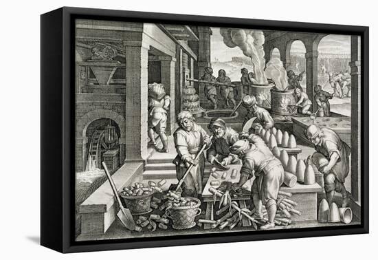 A Sugar Mill and the Production of Sugar Loaves, Plate 14 from 'Nova Reperta' (New Discoveries)-Jan van der Straet-Framed Stretched Canvas