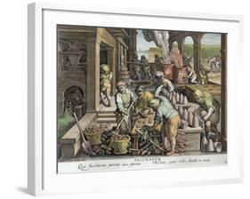 A Sugar Mill and the Production of Sugar Loaves, plate 14 from 'Nova Reperta'-Jan van der Straet-Framed Giclee Print