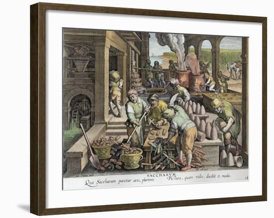 A Sugar Mill and the Production of Sugar Loaves, plate 14 from 'Nova Reperta'-Jan van der Straet-Framed Giclee Print