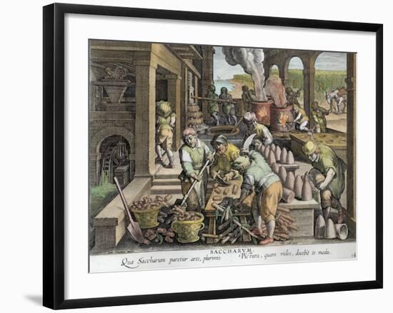 A Sugar Mill and the Production of Sugar Loaves, plate 14 from 'Nova Reperta'-Jan van der Straet-Framed Giclee Print