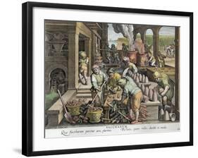 A Sugar Mill and the Production of Sugar Loaves, plate 14 from 'Nova Reperta'-Jan van der Straet-Framed Giclee Print