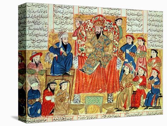 A Sultan and His Court, Illustration from the "Shahnama", by Abu"L-Qasim Manur Firdawsi circa 1330-null-Stretched Canvas