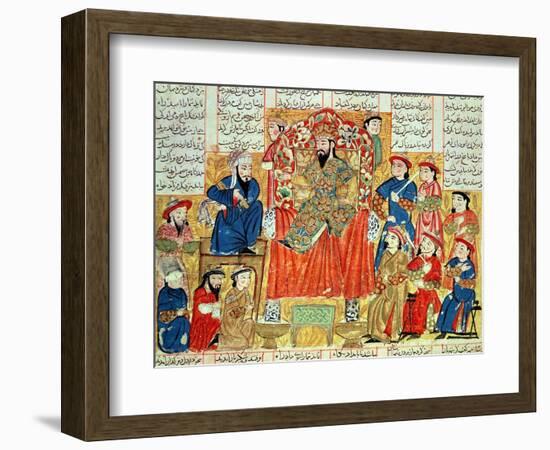 A Sultan and His Court, Illustration from the "Shahnama", by Abu"L-Qasim Manur Firdawsi circa 1330-null-Framed Giclee Print