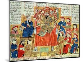 A Sultan and His Court, Illustration from the "Shahnama", by Abu"L-Qasim Manur Firdawsi circa 1330-null-Mounted Giclee Print