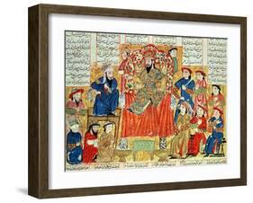 A Sultan and His Court, Illustration from the "Shahnama", by Abu"L-Qasim Manur Firdawsi circa 1330-null-Framed Giclee Print