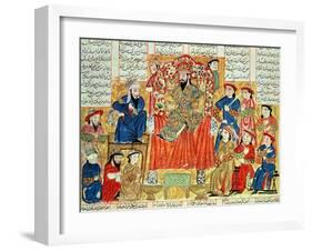 A Sultan and His Court, Illustration from the "Shahnama", by Abu"L-Qasim Manur Firdawsi circa 1330-null-Framed Giclee Print