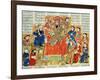 A Sultan and His Court, Illustration from the "Shahnama", by Abu"L-Qasim Manur Firdawsi circa 1330-null-Framed Giclee Print