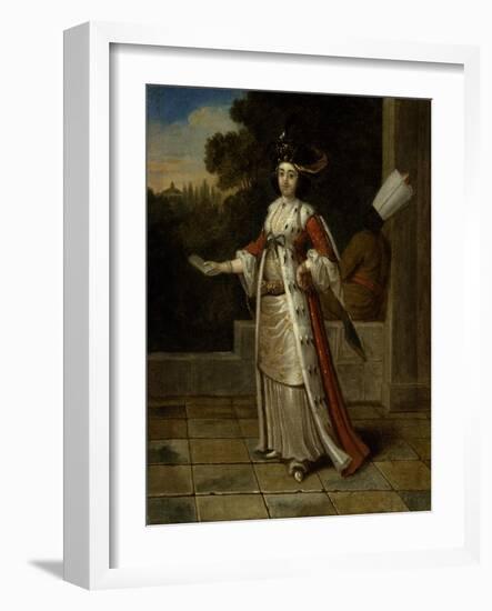 A Sultan with a Black Eunuch-Jean Baptiste Vanmour-Framed Giclee Print