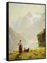 A Summer Day on a Norwegian Fjord-Dahl Hans-Framed Stretched Canvas