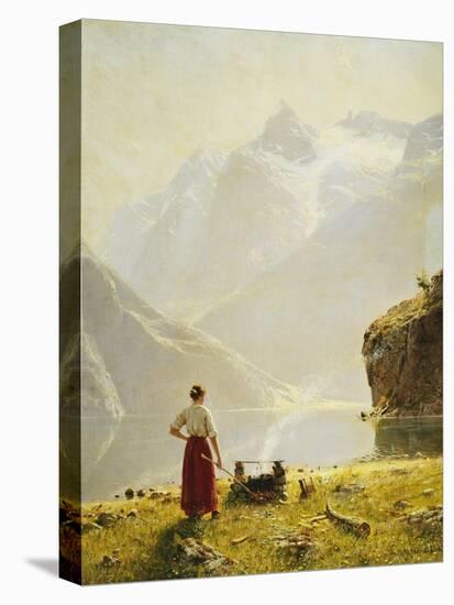 A Summer Day on a Norwegian Fjord-Dahl Hans-Stretched Canvas