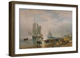 'A Summer Evening: Landing Cattle', 1858, (1935)-Edward Duncan-Framed Giclee Print