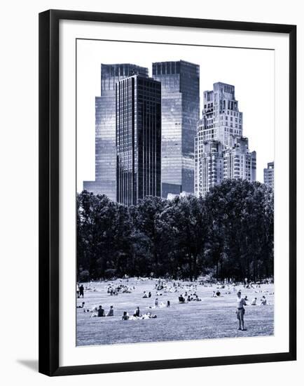 A Summer in Central Park, Lifestyle, Manhattan, NYC, Blue Light Black and White Photography-Philippe Hugonnard-Framed Premium Photographic Print