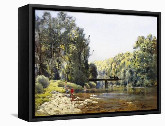 A Summer's Day on the River-Emile Cagniart-Framed Stretched Canvas