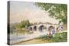 A Summer's Day, Richmond Bridge-John Sutton-Stretched Canvas